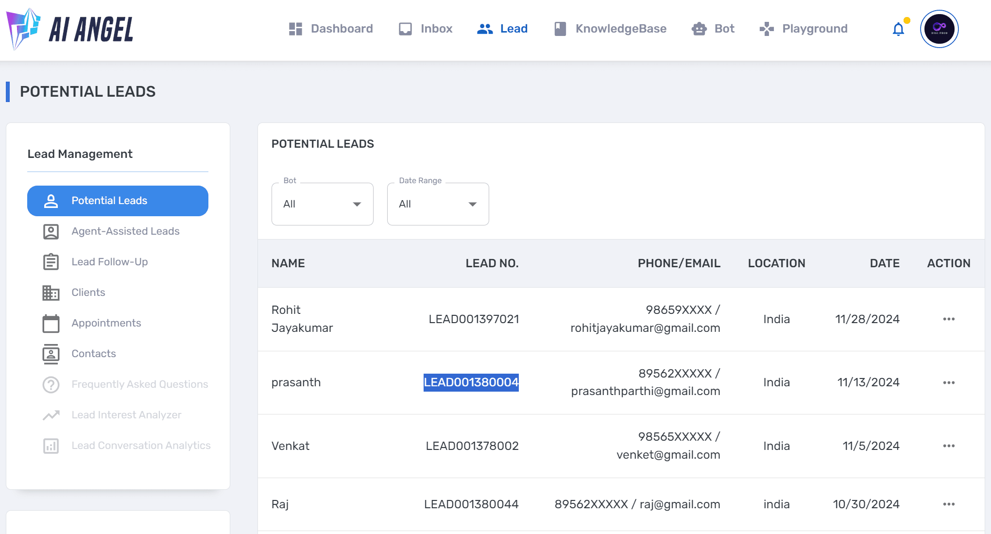 Lead Management With Free Website AI Chatbot